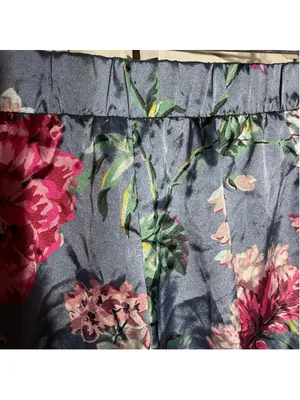 Victoria's Secret satin floral shorts pj bottom sexy boho fairy festival sz L thumbnail 10