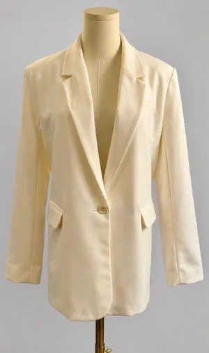 Abercrombie & Fitch Ivory Longline One Button Blazer Size Large thumbnail 1
