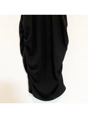 Sundry Ruched Blouson Dress‎ Size XS Black Gold Thread Stretch Knit Mini Capsule thumbnail 6