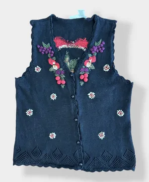 Capacity Vintage 3D Knit Fruit Sweater Vest‎ Cardigan Size M thumbnail 1