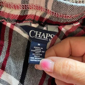 Chaps Red Black Plaid Midi Skirt‎ Womens Medium Viscose Elastic Waist Flared thumbnail 3