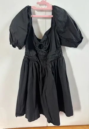 Forever 21 Black Puff Sleeve Mini Sundress thumbnail 1