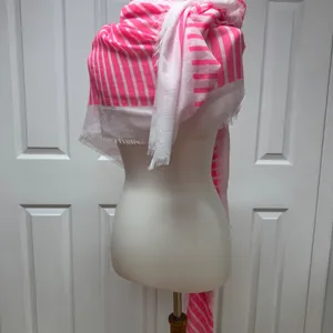 Steve Madden‎ Pink and White Striped Oversized Scarf or Wraps - 74"x40" - NEW. thumbnail 6