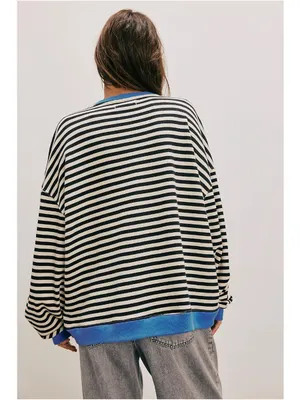 We The Free Classic Striped Oversized Crewneck Size small thumbnail 4