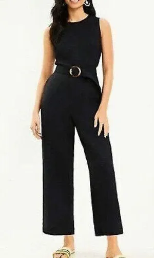 LOFT Linen Blend Belted Sleeveless Jumpsuit NWOT thumbnail 1