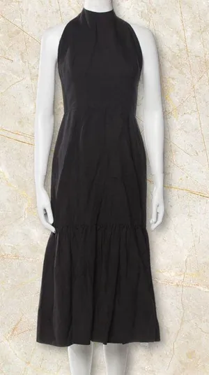 REBECCA VALLANCE Black Tiered Midi Dress Size Medium / US 6 / UK 10 thumbnail 1