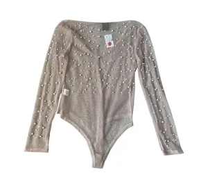 Windsor Sheer Nude Pearl Bodysuit Size Medium NEW thumbnail 4
