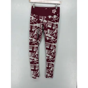 Texas A&M Women Leggings Maroon White Geometric Print Logo Small thumbnail 2