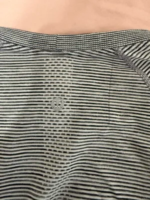 Lululemon white and gray horizontal striped long sleeve shirt #athletic #activewear thumbnail 3