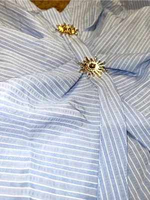 Milk & Honey Blue Striped Halter Top Size Large Coastal Chic NWT thumbnail 7
