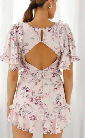 Selfie Leslie Belle Cut-Out Detail Frill Accent Dress Floral Print thumbnail 2