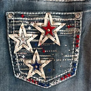 Sky nwt size 11 / 30 Bootcut Jeans with Red, White & Blue Star Pockets thumbnail 3