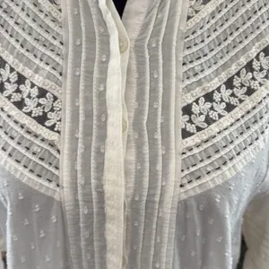 Anthropologie Vicenza Ivory Lace Swiss Dot Cotton Boho Hippie Tunic Mini Dress thumbnail 4