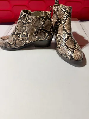 Kim Rogers Snake-Print Ankle Booties in Brown and Black thumbnail 2