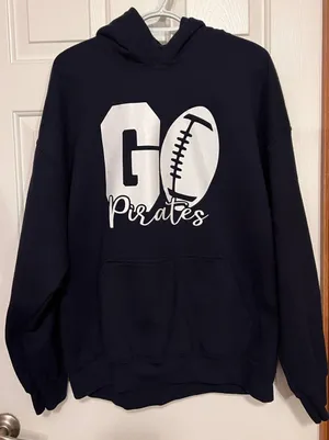 Gildan Dry Blend Woman's Blue Go‎ Pirates Football Hoodie Size XL thumbnail 1