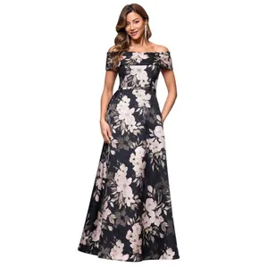 XSCAPE Womens Metallic Jacquard Off-The-Shoulder Gown 6941X Black Rose Multi 4 thumbnail 7