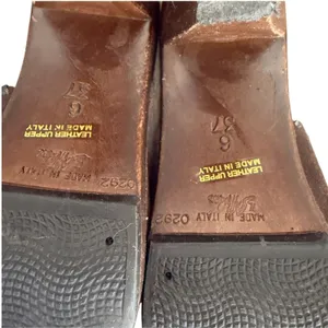 Made in Italy Suede Mules Clogs Chunky Heel‎ Brown Leather Upper Women's Size 6 thumbnail 6