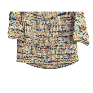 Zara Chunky Knit Relaxed Sweater 3/4 Sleeve Scoop Back S Multicolorfull Cream thumbnail 10