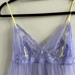 Y2k Victorias Secret Sheer Mesh Babydoll Purple Green Garden Fairy Coquette Sz L thumbnail 2