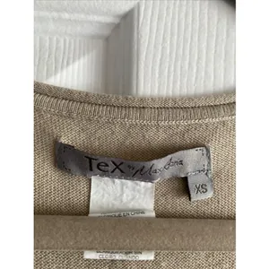 Tex‎ by Max Azria Henley Tank Top Womens XS Beige Knit Cotton Modal Size XS thumbnail 2