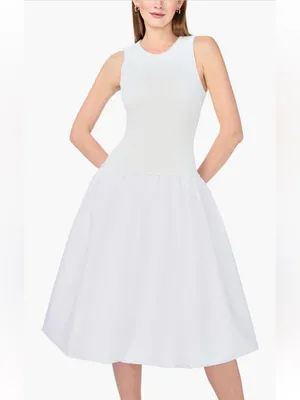 NWT 1.STATE Mixed Media Tank Midi Dress in Ultra White Size Medium (M) thumbnail 3