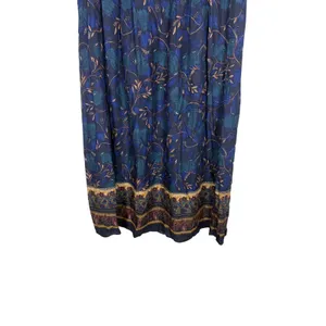 Sag Harbor Woman Vintage Blue Floral Paisley Rayon Maxi Skirt XL Elastic Waist thumbnail 3