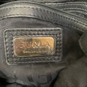 Furla Black Pebbled Leather Drawstring Hobo Shoulder Bag Tassel thumbnail 5