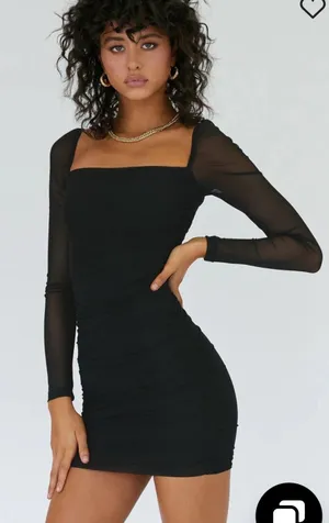 Charvi Long Sleeve Mini Dress Black thumbnail 1