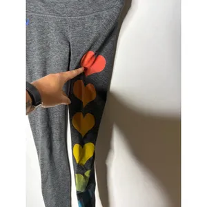 Aviator Nation Heart Leggings In Charcoal Rainbow Sz XS thumbnail 3