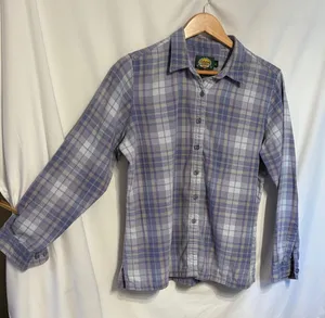 Cabela's Preppy Purple and Gray Plaid Button Down Shirt Women’s 100% Cotton thumbnail 1