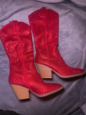Red Rhinestone Cowboy Amazon Boots thumbnail 1