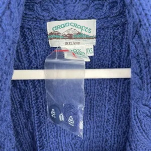 aran crafts sweater women Cable Knit XXS 2XS Blue 100 Merino Wool Fisher Core thumbnail 6