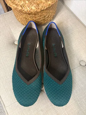 Rothy's emerald green Knit Ballet Flats with Black Trim size 7.5 thumbnail 2