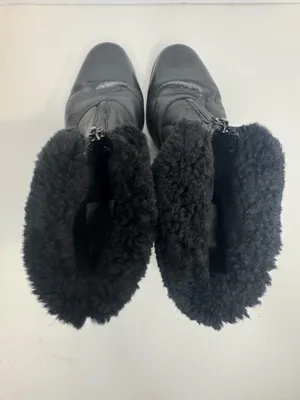 La Canadienne Black Leather Shearling Front Zip Ankle Boots Womens Size 7.5 thumbnail 3
