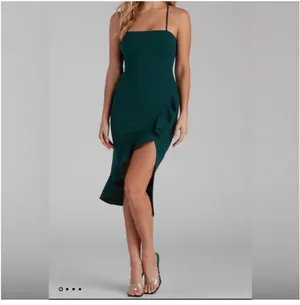 NWT Windsor Green Ruffle Midi Dress thumbnail 2
