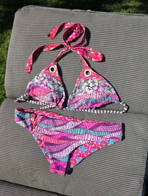 Maaji Pink Reversible Tie Strap Bikini M thumbnail 1