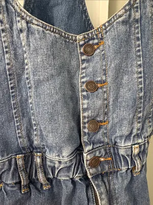 PacSun Women’s Denim Short Overalls Blue Romper size Medium thumbnail 3