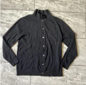 Quince Mongolian Cashmere Button Down Sweater Black Mock Neck Cardigan Large thumbnail 1