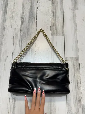 Grossi Black Quilted Puffer Shoulder Bag Gold Chain Strap Faux Leather Handbag thumbnail 4