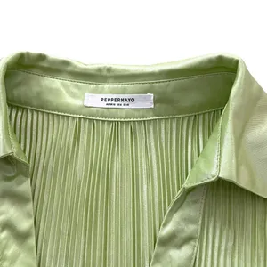 Peppermayo Sundowner Cropped Shirt Pleated Satin Lime Green Women's US Size 8 thumbnail 6
