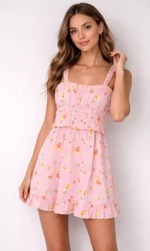 NWT BP Nordstrom Pink Floral Sundress with Multi-Color Blooms thumbnail 1