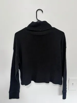 Abercrombie & Fitch Waffle Knit Black Turtleneck Shirt- Size Small thumbnail 2