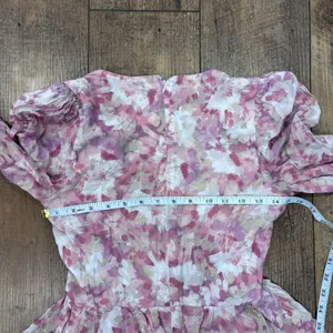 Bardot Lila Eyelet Corset Long Sleeve Minidress in Pink Garden Women's Small / 4 thumbnail 6