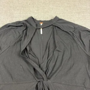 Free People Shirt Womens XS Black Twist Front Short Sleeve Jersey Relaxed Top thumbnail 8