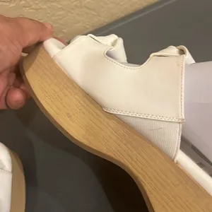 Sam & Libby Indie White Platform Sandals Chunky 90s Y2K Wood Wedge 6 thumbnail 9