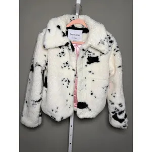 Juicy Couture Spotted Faux‎ Fur Jacket Dalmatian Cow Print NWT Y2K Juicy Girl thumbnail 2