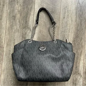 MICHAEL KORS Chain Signature Leather Jet Set Travel Shoulder Tote Bag Monogram thumbnail 2