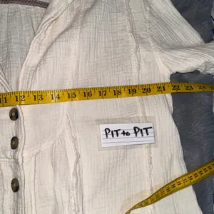 Free People All About The Feels M Gauze Cotton Button Up Top Ivory Boho Peasant‎ thumbnail 9