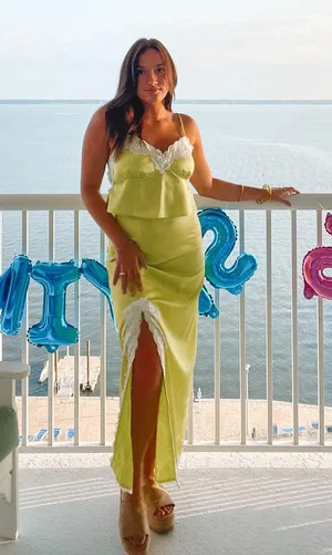 Lane 201 Green two piece set with lace thumbnail 1