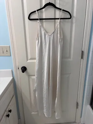 Oscar De La Renta Minimalist Cream White Maxi Slip Dress thumbnail 5